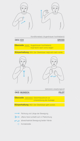 Übersetzung Deutsch - Deutsche Gebärdensprache anhand von Zeichnungen und Transkription
