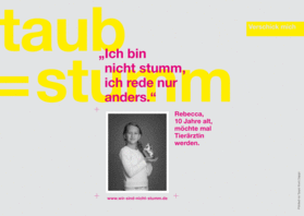 Postkartenmotiv Sprache (Rebecca), Design ähnlich dem Plakat